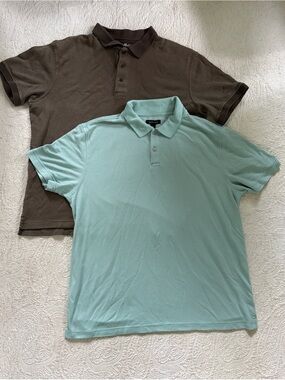 Men’s Eddie Bauer & Van Heusen Teal & Brown Short-Sleeve Polo set of 2 - Large